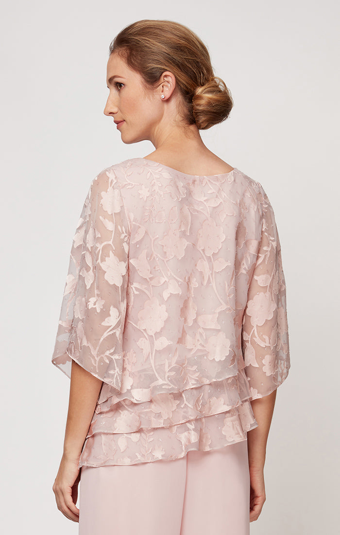 Plus Asymmetrical Triple Tier Hem Chiffon Blouse