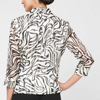 Petite 3/4 Sleeve Printed Side Closure Blouse with Collar