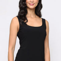 3/4 Sleeve Jacquard Twinset with Solid Jersey Scoop Neck Tank and Elongated Stand Collar Jacket