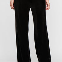 Regular - Straight Leg Velvet Pant with Satin Panel Detail