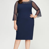 Plus Gabrielle Bell Sleeved Crepe Dress