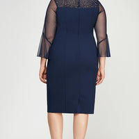 Plus Gabrielle Bell Sleeved Crepe Dress