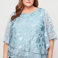 Plus Asymmetrical Triple Tier Hem Chiffon Blouse