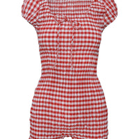 Bashful Playsuit Red Check