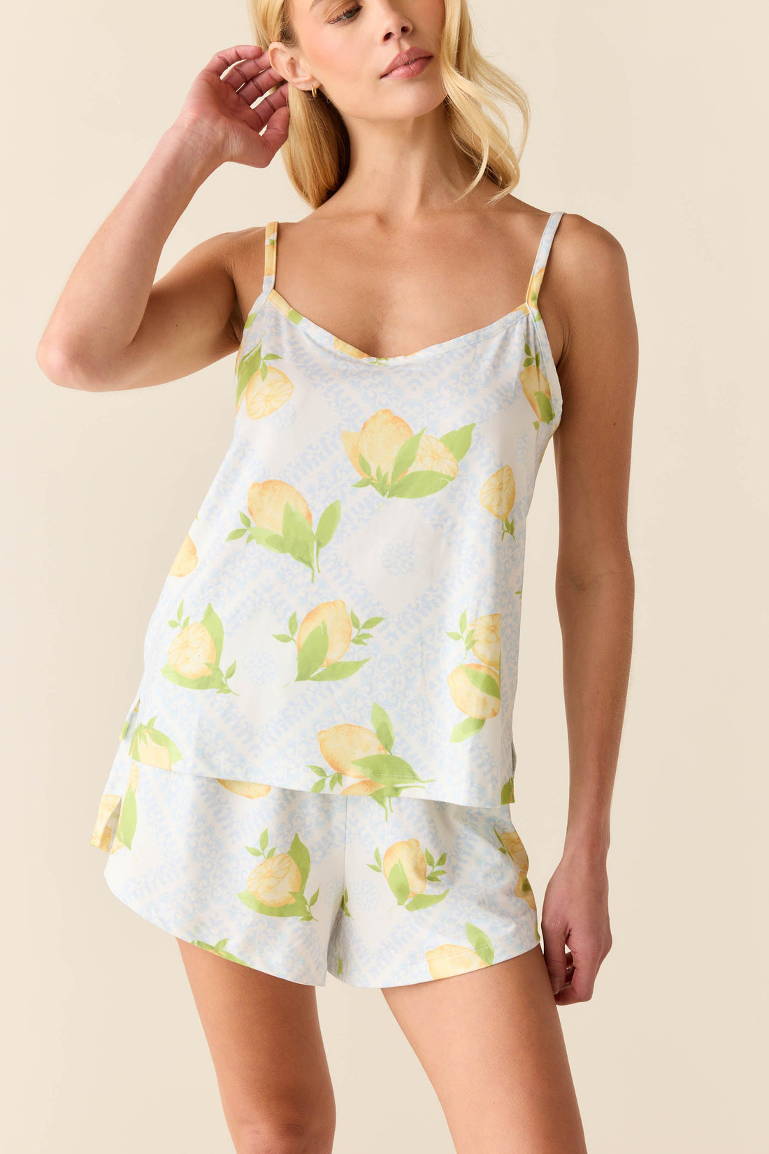 Jenna Cloud Jersey PJ Set in Lemon Spritz