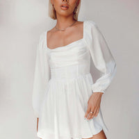 Lillie Long Sleeve Romper White