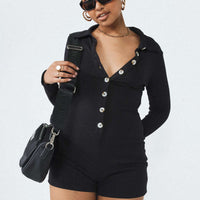 Susie Long Sleeve Romper Black