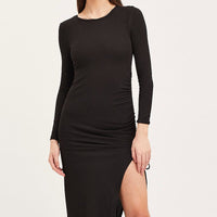 Black Midi Dress Long Sleeve Bodycon