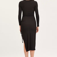 Black Midi Dress Long Sleeve Bodycon