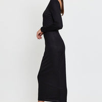 Black Midi Dress Long Sleeve Bodycon