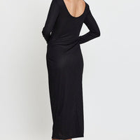 Black Midi Dress Long Sleeve Bodycon