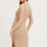 Brown Knit Midi Dress
