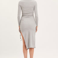 Grey Midi Dress Long Sleeve Bodycon