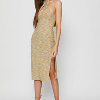 Multi Midi Dress Halter Neck