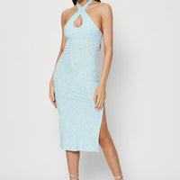 Multi Midi Dress Halter Neck