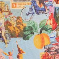 Orange Abstract Midi Dress Straps Bodycon Postcard Holiday Print