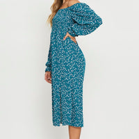 Print Midi Dress Off Shoulder