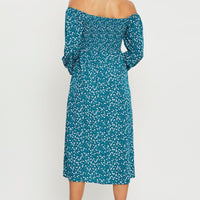 Print Midi Dress Off Shoulder