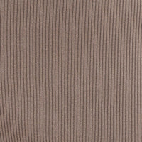 Brown Midi Dress Long Sleeve Round Neck Rib Knitted