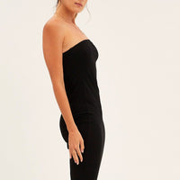 Black Ribbed Bodycon Dress Strapless