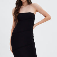Black Ribbed Bodycon Midi Dress