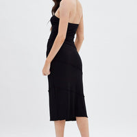 Black Ribbed Bodycon Midi Dress