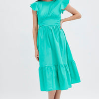 Green Tie Back Midi Dress