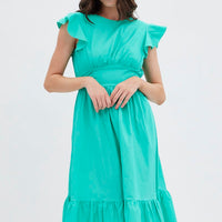 Green Tie Back Midi Dress