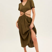 Green Cutout Midi Dress