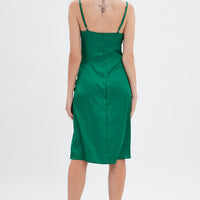 Green Cowl Neck Slip Midi Dress