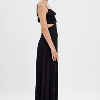Black Midi Dress Evening Cowl Neck