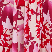 Red Floral Cutout Midi Dress