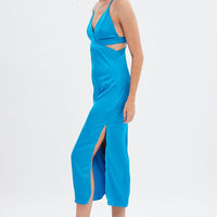 Blue Cutout Midi Dress