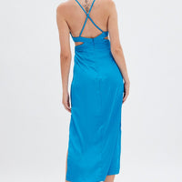 Blue Cutout Midi Dress