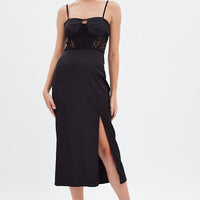 Black Sweetheart Satin Dress
