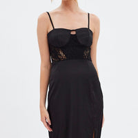 Black Sweetheart Satin Dress
