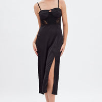 Black Sweetheart Satin Dress