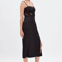 Black Sweetheart Satin Dress