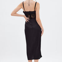 Black Sweetheart Satin Dress
