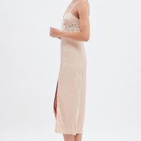 Beige Sweetheart Satin Dress