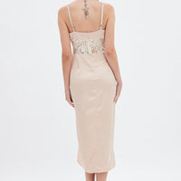 Beige Sweetheart Satin Dress
