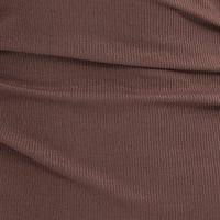 Brown Midi Dress Long Sleeve High Neck Rib Jersey