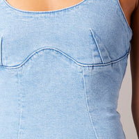 Denim Midi Dress Sleeveless Denim