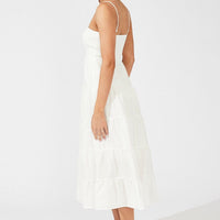 White Midi Dress Sleeveless Tiered