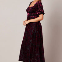 Red Midi Dress Short Sleeve Side Split