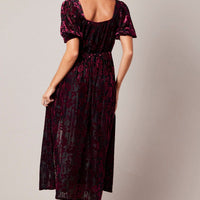 Red Midi Dress Short Sleeve Side Split