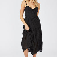 Black Midi Dress Sleeveless Eyelet