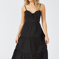 Black Midi Dress Sleeveless Eyelet