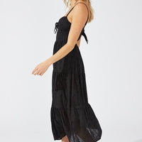 Black Midi Dress Sleeveless Eyelet