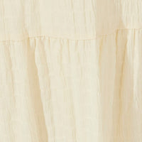 Beige Midi Dress Puff Sleeve Ruch Front